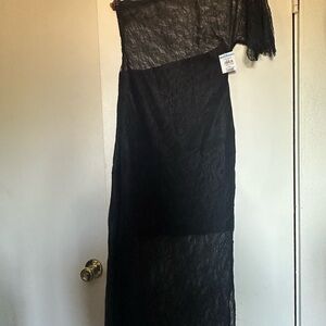 ASOS Black Asymmetrical One Shoulder Gown